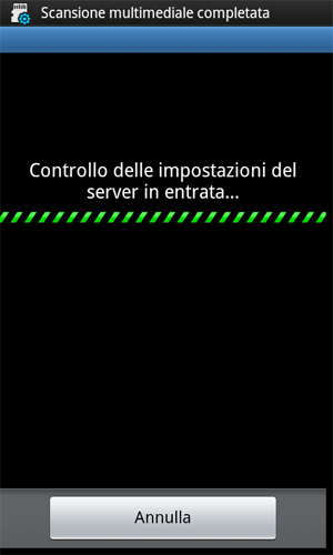 Schermata controllo impostazioni server in entrata